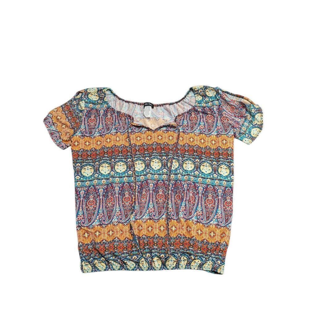 Star Vixen Short Sleeve Paisley Print Shirt Women's Large